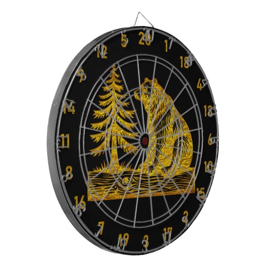 Torenhoge bomen en Beer ontwerp Dartbord (Voorkant Links)