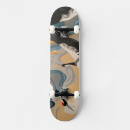 torenhoge hijskranen boven de rivier persoonlijk skateboard