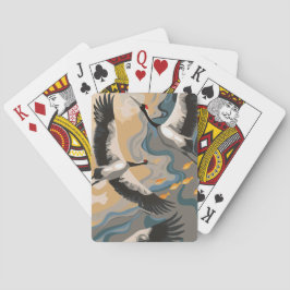 torenhoge hijskranen boven de rivier pokerkaarten