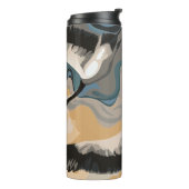 torenhoge hijskranen boven de rivier thermosbeker (Gedraaid links)