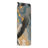 torenhoge hijskranen boven de rivier thermosbeker (Geroteerd rechts)