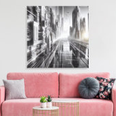 Torens of Tomorrow: Een zwart-witte metropool Canvas Afdruk (Insitu (Woonkamer))