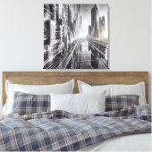 Torens of Tomorrow: Een zwart-witte metropool Canvas Afdruk (Insitu (Slaapkamer))