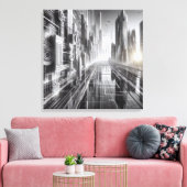 Torens of Tomorrow: Een zwart-witte metropool Canvas Afdruk (Insitu (Woonkamer))
