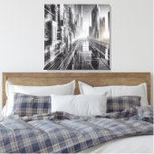 Torens of Tomorrow: Een zwart-witte metropool Canvas Afdruk (Insitu (Slaapkamer))