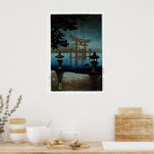 Tori en Lake Scene Ukiyo-e Poster (Keuken)