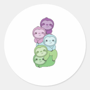 Toric Flag Pride Lgbetq Cute Sloth Pile Ronde Sticker