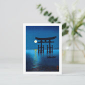 Torii Gate en Full Moon, Koho Shoda, Woodcut Briefkaart (Staand voorkant)