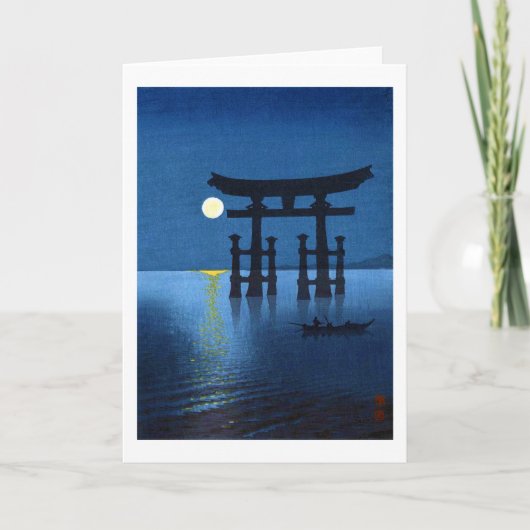 Torii Gate en Full Moon, Koho Shoda, Woodcut Kaart (Voorkant)