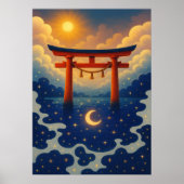 Torii Gate met Zon en Maan Fantasy Japans Poster (Voorkant)