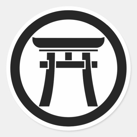 Torii in een cirkel ronde sticker (Voorkant)