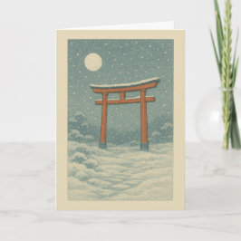 Torii in Sneeuw Kerstkaart Feestdagen Kaart