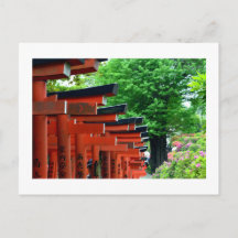 Torii-poorten, Nezu-schrijn: Tokyo, Japan Ansichtk