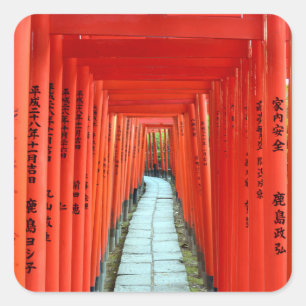 Torii-poorten van Nezu Schrine: Tokyo-ansichtkaart Vierkante Sticker