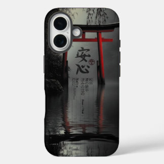 Torii Tranquilliteit: Rust in Reflectie iPhone 16 Hoesje