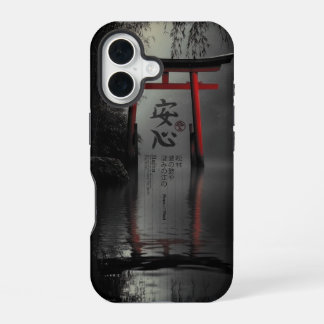 Torii Tranquilliteit: Rust in Reflectie iPhone 16 Hoesje