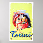 Torino Italy Vintage Poster herstelde (Voorkant)