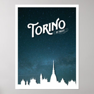 Torino per nachtskyline - Poster