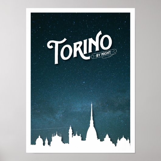 Torino per nachtskyline - Poster (Voorkant)