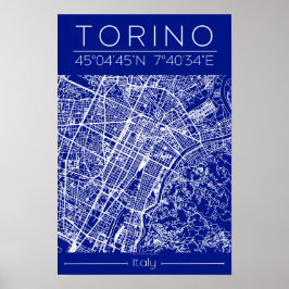 Torino Stadkaart Poster – Blauwdruk Architecturaal