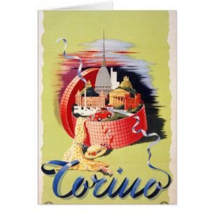 Torino Turijn Italië Poster met reiswieg teruggez