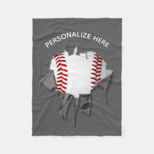 Torn Baseball Fleece Blanket Deken