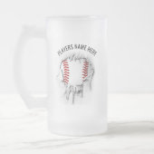 Torn Baseball Frosted Glass Beer Mok (Links)