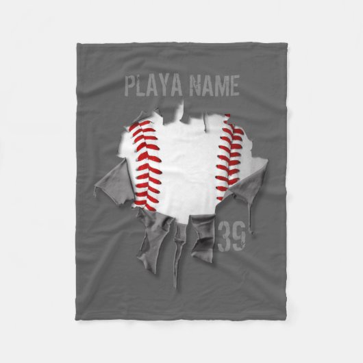 Torn Baseball (gepersonaliseerd) Fleece Deken (Voorkant)