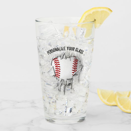 Torn Baseball (gepersonaliseerd) Glas (Achterkant ijs)
