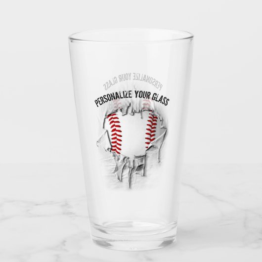 Torn Baseball (gepersonaliseerd) Glas (Voorkant)