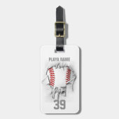 Torn Baseball (wit gepersonaliseerd) Bagagelabel (Voorkant verticaal)