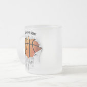 Torn Basketball Frosted Glass Coffee Mok (Voorkant links)