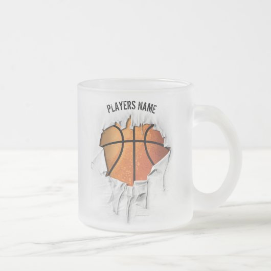 Torn Basketball Frosted Glass Coffee Mok (Rechts)