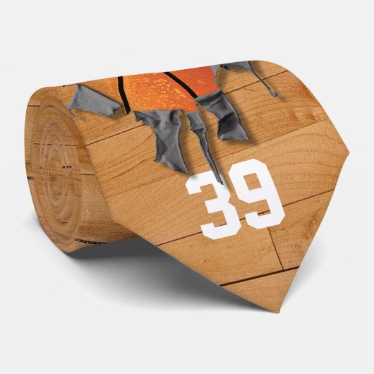 Torn Basketball (gepersonaliseerd) Stropdas (Opgerold)