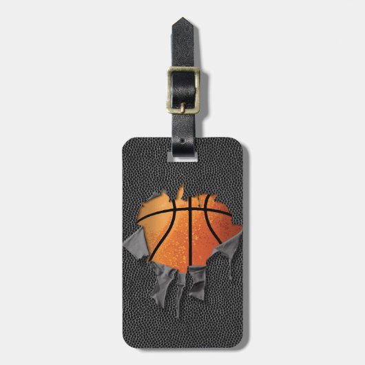 Torn Basketball (textuur) Luggage Tag Bagagelabel (Voorkant verticaal)