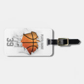 Torn Basketball (wit gepersonaliseerd) Bagagelabel (Voorkant horizontaal)