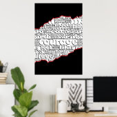 Torn Black & White Courage Red Line Poster (Thuiskantoor)