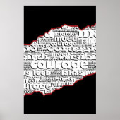 Torn Black & White Courage Red Line Poster (Voorkant)