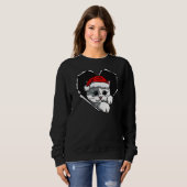 Torn Cloth Cat Face With Christmas Hat Hole Heart Trui (Voorkant volledig)