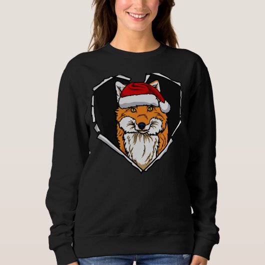 Torn Cloth Fox Face met kerst Pet Hole Heart Trui (Voorkant)
