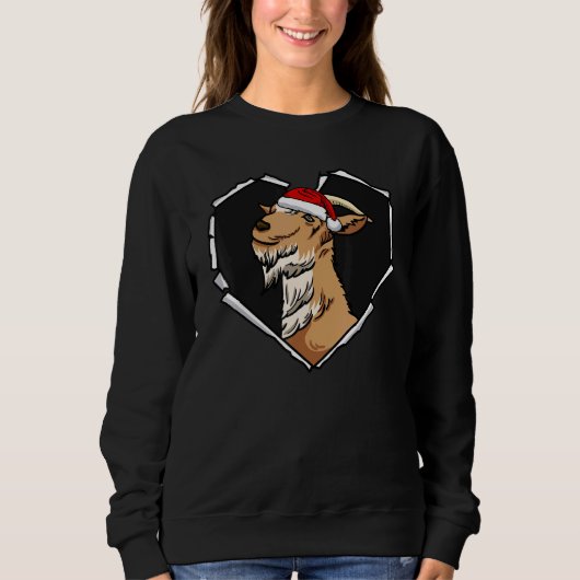 Torn Cloth Goat Face met kerst Pet Hole Heart Trui (Voorkant)
