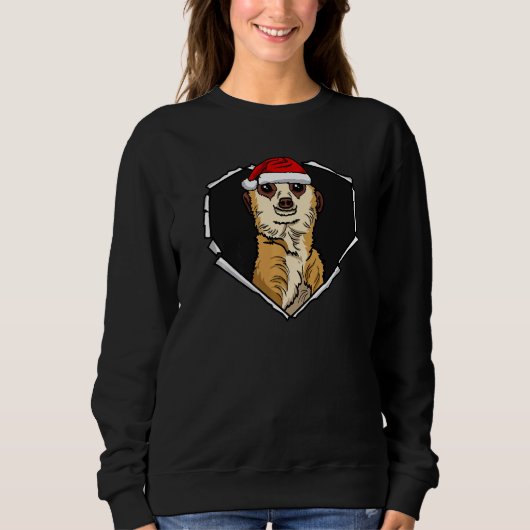 Torn Cloth Meerkat Face met kerst Pet Hole Trui (Voorkant)