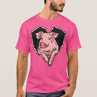 Torn Cloth Pig Face Torn Hole Heart Pig Face Premi T-shirt