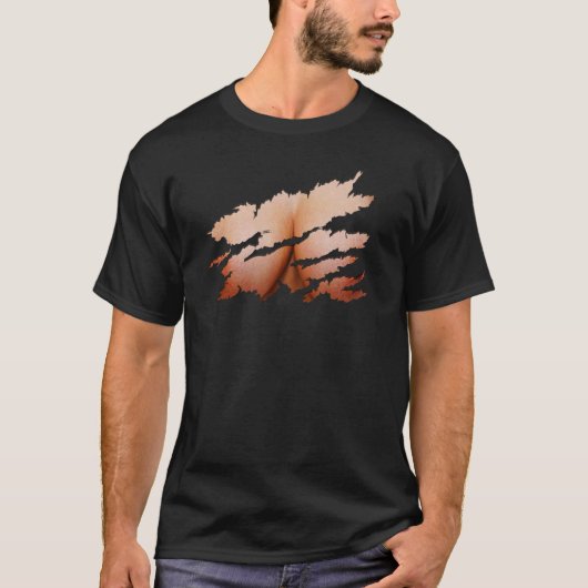 Torn Clothes Revealing Woman's Chest Illusion T-shirt (Voorkant)