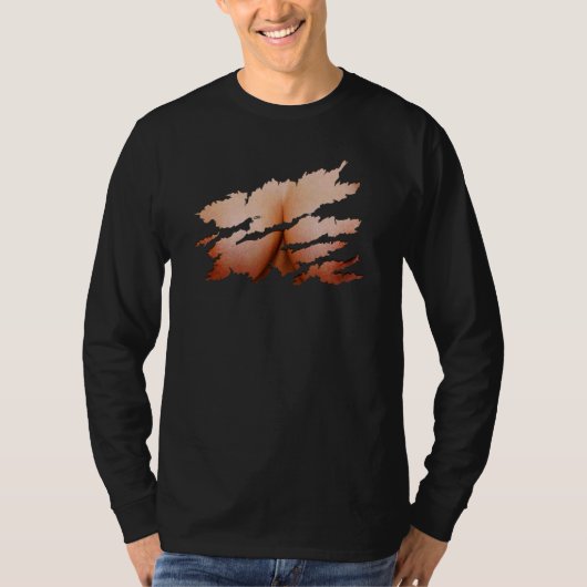 Torn Clothes Revealing Woman's Chest Illusion T-shirt (Voorkant)