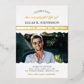 Torn Edges Foto Gold Foil Life Celebration Folie Uitnodiging (Voorkant)