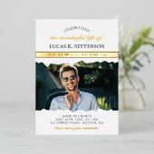 Torn Edges Foto Gold Foil Life Celebration Folie Uitnodiging (Staand Voorkant)