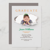 Torn Edges Photo Afstuderen Invitation Kaart (Voorkant / Achterkant)