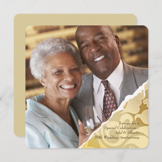 Torn Edges Photo Jubileum Invitation Kaart (Voorkant / Achterkant)