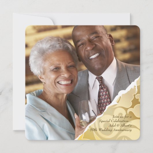 Torn Edges Photo Jubileum Invitation Kaart (Voorkant)